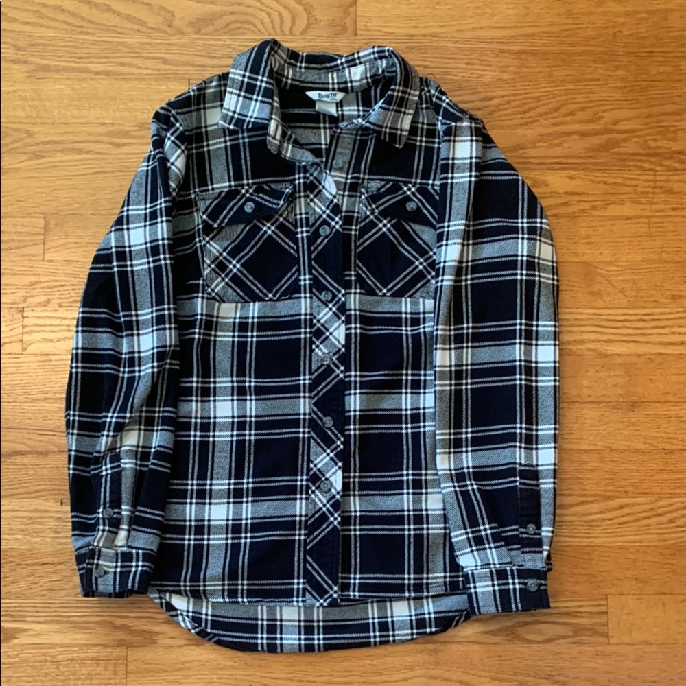 Black and White Plaid Button-Up Shirt